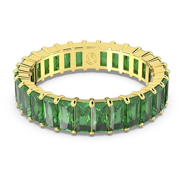 Anel Swarovski Matrix Lapidação Baguete Verde Lacado a dourado 55