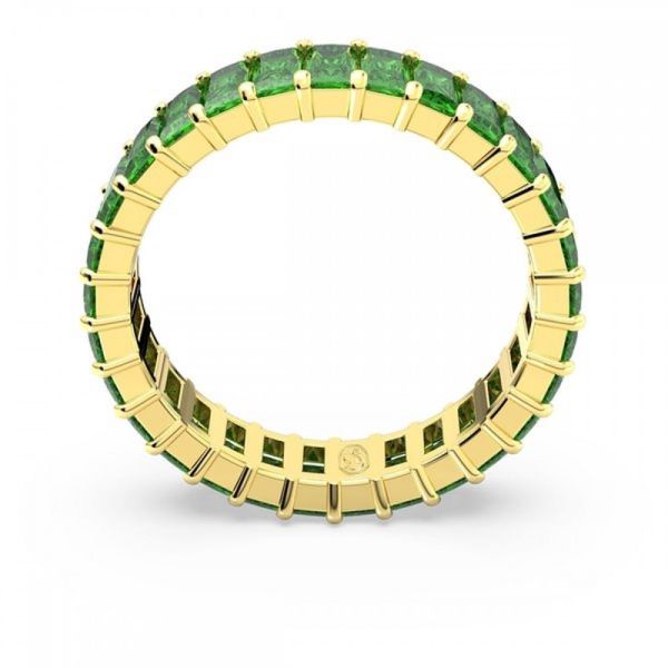 Anel Swarovski Matrix Lapidação Baguete Verde Lacado a dourado 55