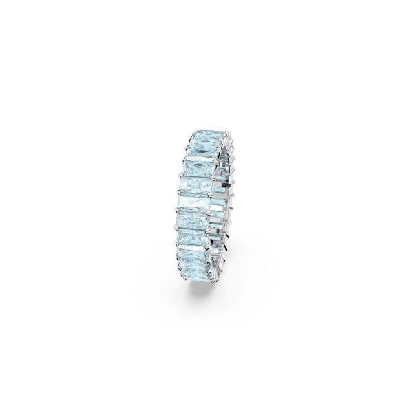 Anel Swarovski Matrix Lapidação Baguete Azul Lacado a ródio 50