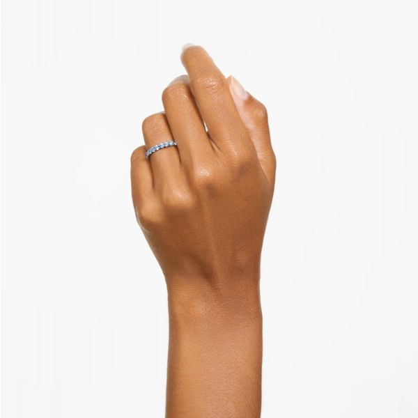 Anel Swarovski Matrix Lapidação Baguete Azul Lacado a ródio 50