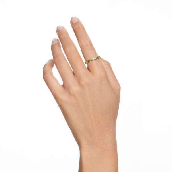 Anel Swarovski Matrix Lapidação Redonda Verde Lacado a Dourado