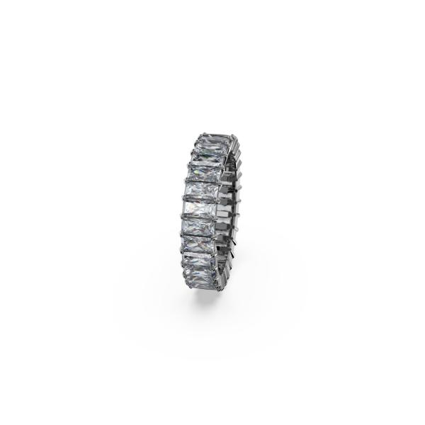 Anel Swarovski Matrix Lapidação Baguete Cinzento Lacada a Ródio