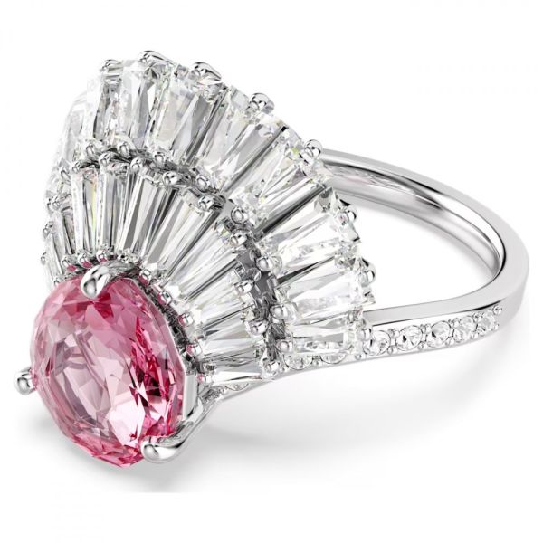 Anel Swarovski cocktail Idyllia Combinação de lapidações Concha Rosa Lacado a ródio