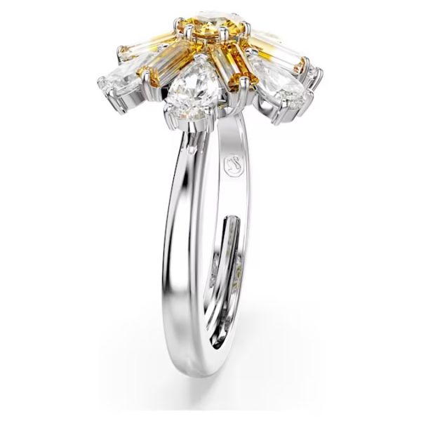 Anel Swarovski cocktail Idyllia Combinação de lapidações Flor Amarelo Lacado a ródio 50-55