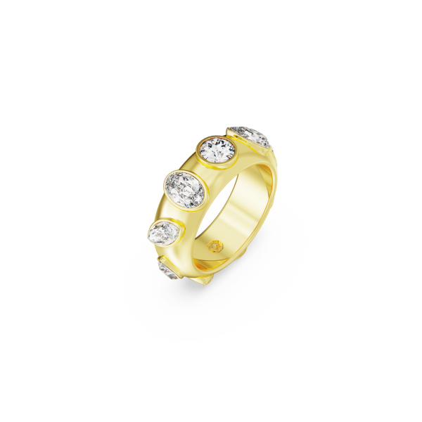 Anel Swarovski Dextera Combinação de Lapidações Branco Lacado a Dourado