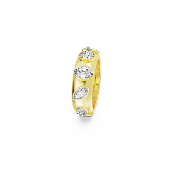 Anel Swarovski Dextera Combinação de Lapidações Branco Lacado a Dourado