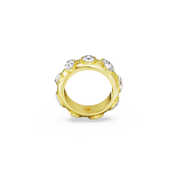 Anel Swarovski Dextera Combinação de Lapidações Branco Lacado a Dourado