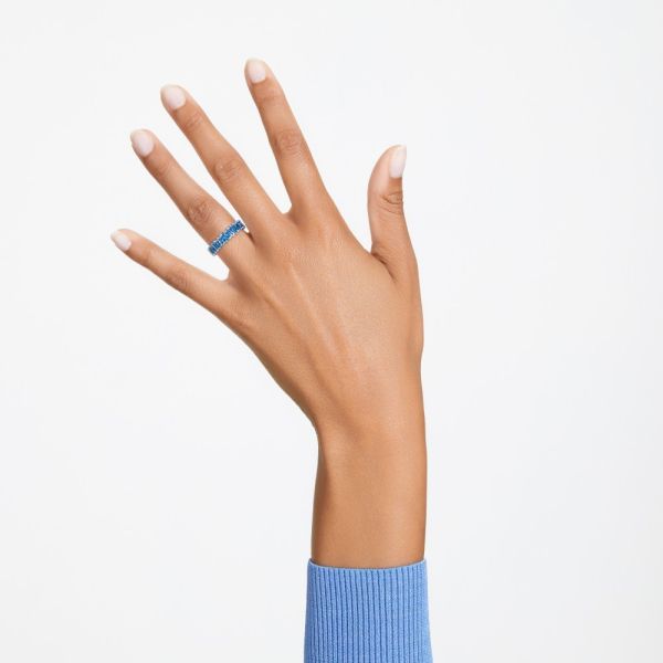 Anel Swarovski Matrix Lapidação Baguete Azul Lacado a Ródio