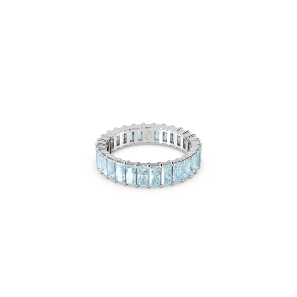 Anel Swarovski Matrix Lapidação Baguete Azul Lacado a Ródio