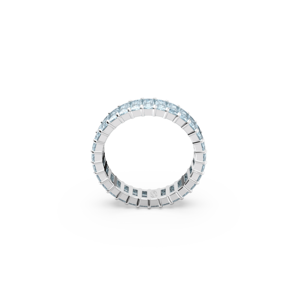 Anel Swarovski Matrix Lapidação Baguete Azul Lacado a Ródio