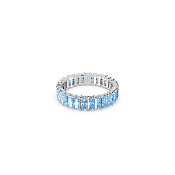 Anel Swarovski Matrix Lapidação Baguete Azul Lacado a Ródio