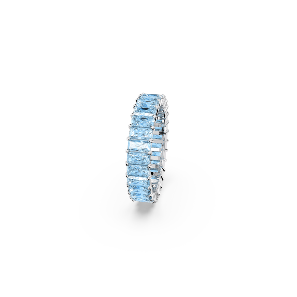 Anel Swarovski Matrix Lapidação Baguete Azul Lacado a Ródio