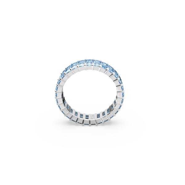 Anel Swarovski Matrix Lapidação Baguete Azul Lacado a Ródio