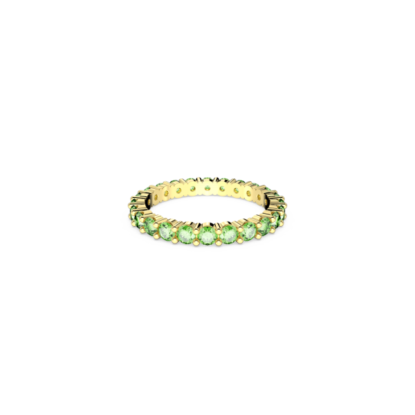 Anel Swarovski Matrix Lapidação Redonda Verde Lacado a Dourado