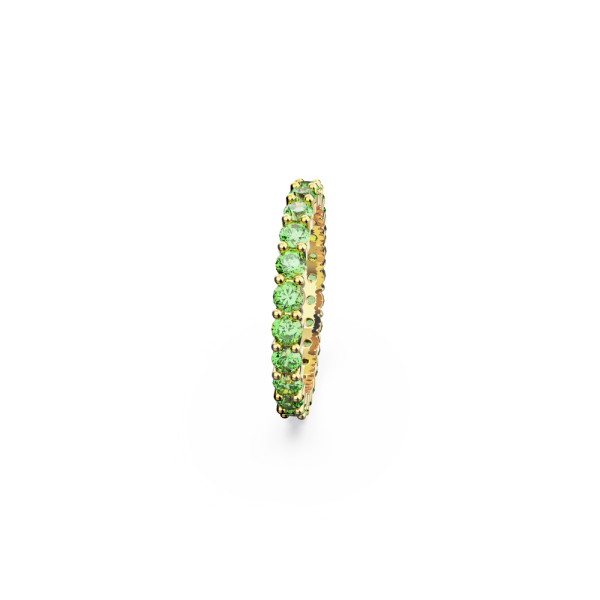 Anel Swarovski Matrix Lapidação Redonda Verde Lacado a Dourado