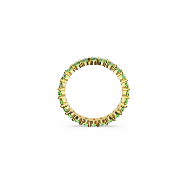 Anel Swarovski Matrix Lapidação Redonda Verde Lacado a Dourado
