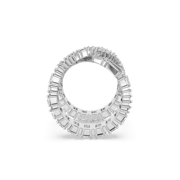 Anel Swarovski Hyperbola Infinity Branco Acabamento em Prateado