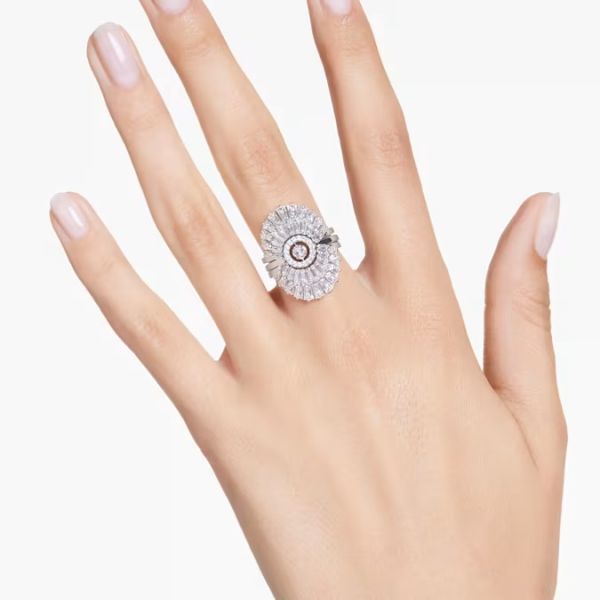Anel Swarovski Idyllia Conjunto (3) Combinação de lapidações Concha Branco Lacado a ródio 58 58