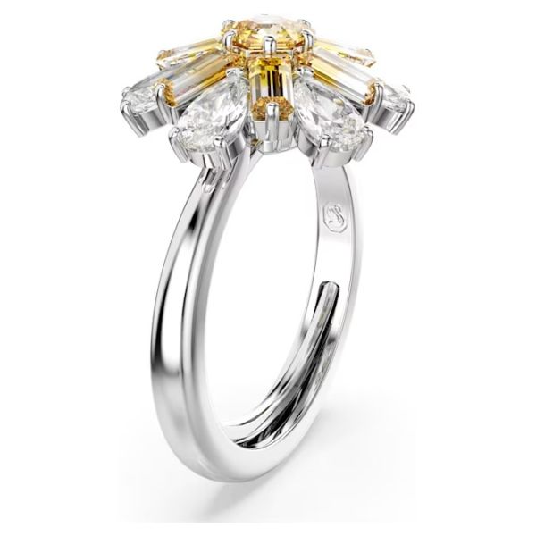 Anel Swarovski cocktail Idyllia Combinação de lapidações Flor Amarelo Lacado a ródio 55-60