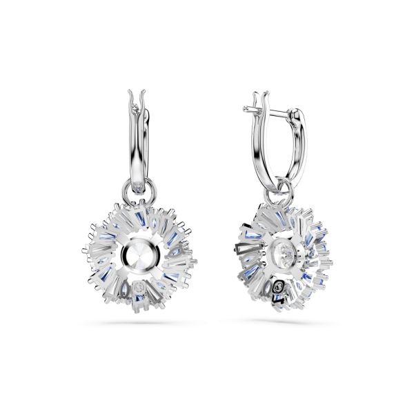 Brincos compridos Swarovski Idyllia Flor Azuis Lacado a ródio