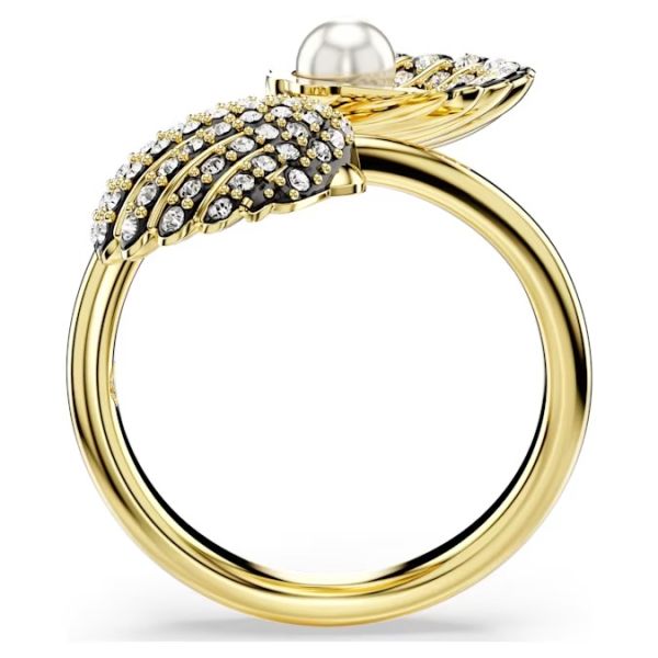 Anel Swarovski Idyllia Crystal Pearl Concha Branco Lacado a dourado 58