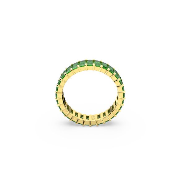 Anel Swarovski Matrix Lapidação Baguete Verde Lacado a Dourado