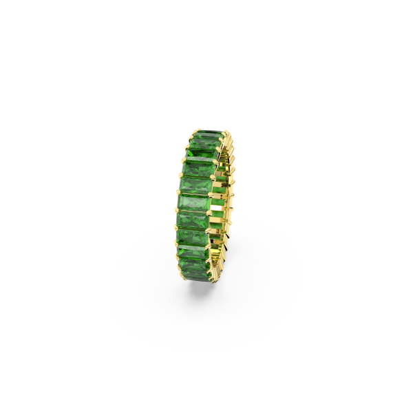 Anel Swarovski Matrix Lapidação Baguete Verde Lacado a Dourado