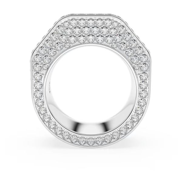 Anel Swarovski Dextera Modelo octagonal Pavé Branco Lacado a ródio 58