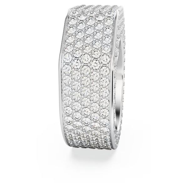 Anel Swarovski Dextera Modelo octagonal Pavé Branco Lacado a ródio 58