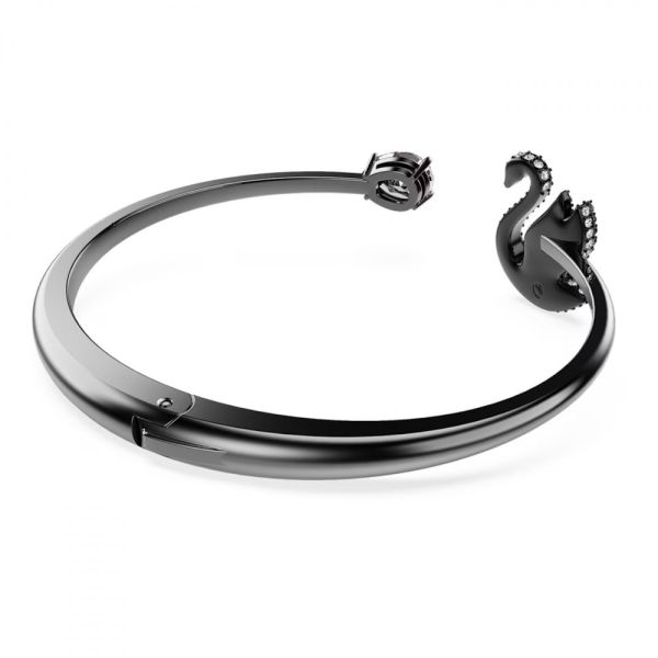 Bracelete Swarovski Swan Cisne Preto Lacada a ródio M