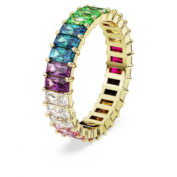 Anel Swarovski Matrix Lapidação Baguete Multicor Lacado a dourado 50