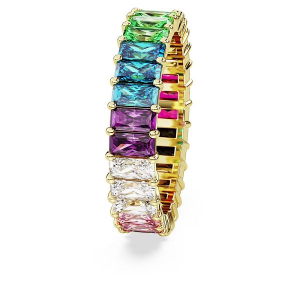 Anel Swarovski Matrix Lapidação Baguete Multicor Lacado a dourado 50