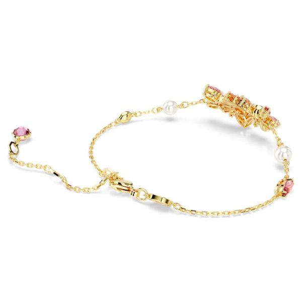 Pulseira Swarovski Gema Combinação de lapidações Flor Rosa Lacado a dourado M
