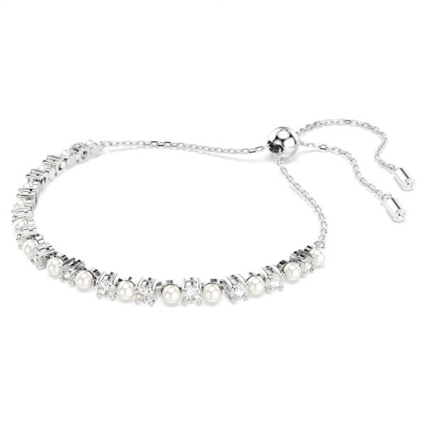 Pulseira Swarovski Matrix Crystal Pearl Lapidação redonda Branca Lacado a ródio
