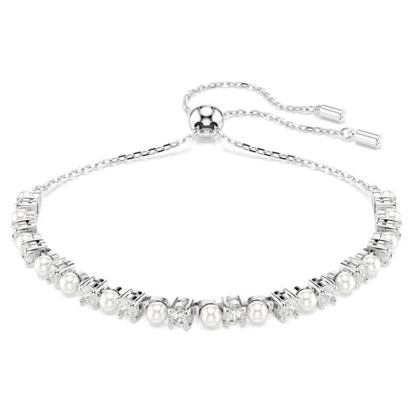 Pulseira Swarovski Matrix Crystal Pearl Lapidação redonda Branca Lacado a ródio