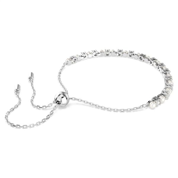 Pulseira Swarovski Matrix Crystal Pearl Lapidação redonda Branca Lacado a ródio