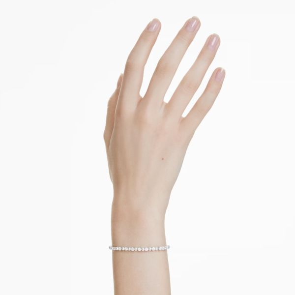 Pulseira Swarovski Matrix Crystal Pearl Lapidação redonda Branca Lacado a ródio