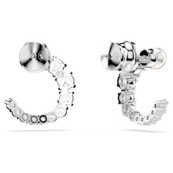 Brincos argola Swarovski Matrix Crystal Pearl Lapidação redonda Brancos Lacado a ródio