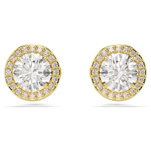 Brincos Swarovski stud Una Lapidação redonda Dourado Lacado a dourado