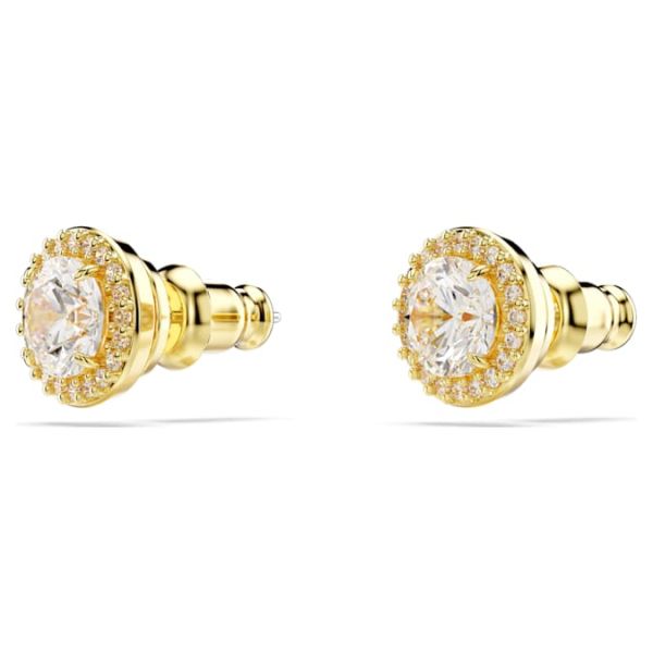 Brincos Swarovski stud Una Lapidação redonda Dourado Lacado a dourado