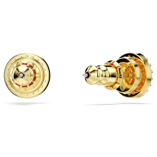 Brincos Swarovski stud Una Lapidação redonda Dourado Lacado a dourado