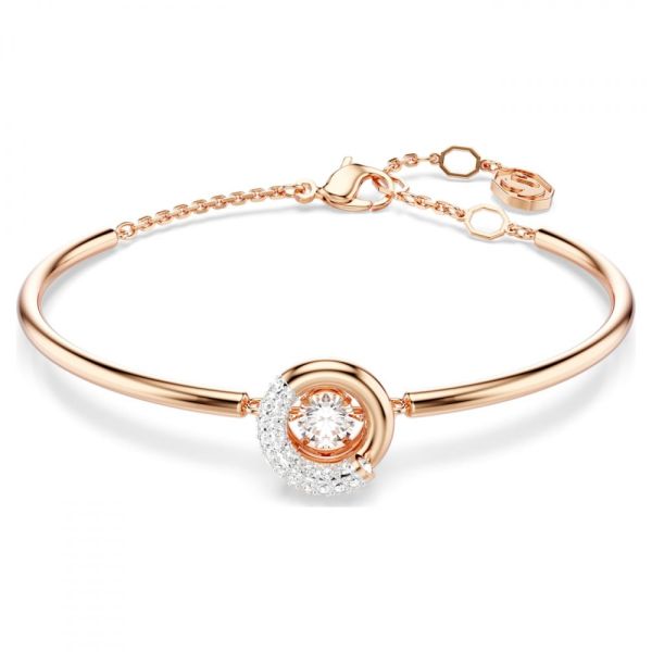Bracelete Swarovski Dextera Lapidação redonda Branca Lacado a rosa dourado M