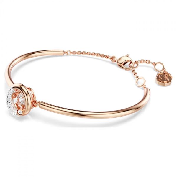 Bracelete Swarovski Dextera Lapidação redonda Branca Lacado a rosa dourado M
