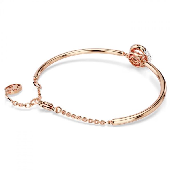 Bracelete Swarovski Dextera Lapidação redonda Branca Lacado a rosa dourado M