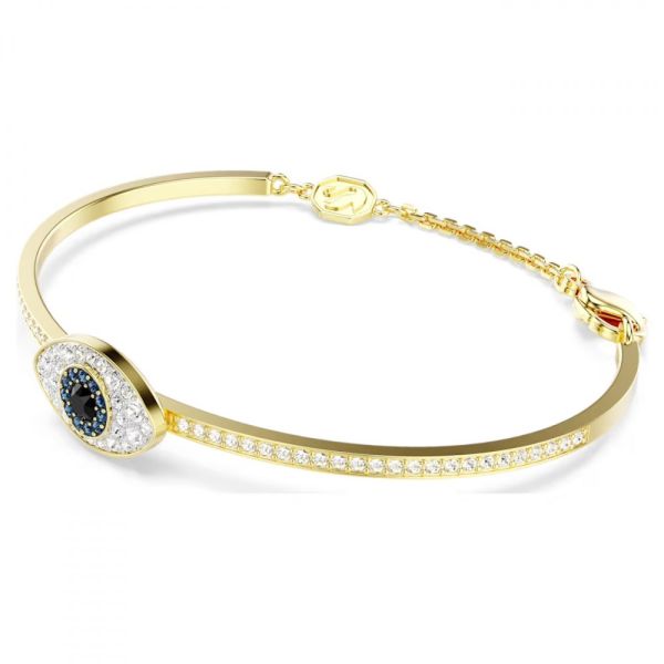 Bracelete Swarovski Symbolica Olho grego Azul Lacado a dourado M