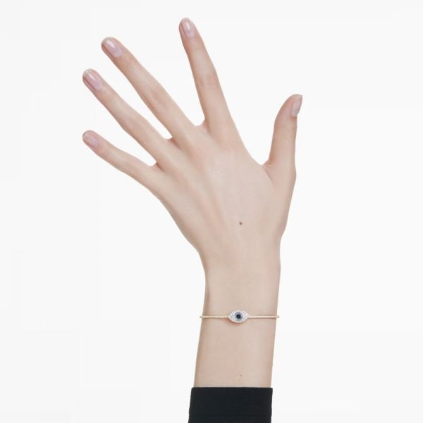 Bracelete Swarovski Symbolica Olho grego Azul Lacado a dourado M