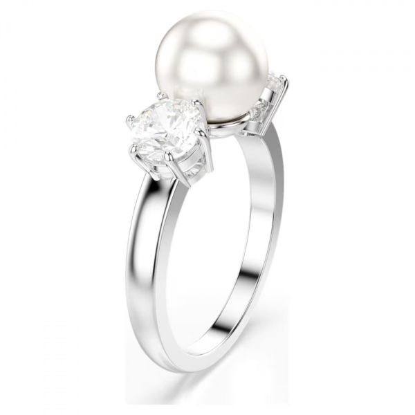 Anel Swarovski Matrix Crystal Pearl Lapidação redonda Branco Lacado a ródio 60