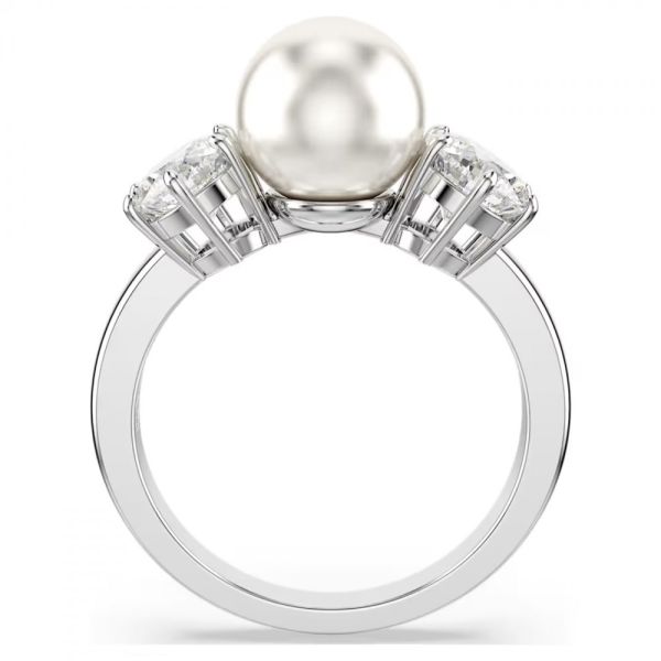 Anel Swarovski Matrix Crystal Pearl Lapidação redonda Branco Lacado a ródio 60