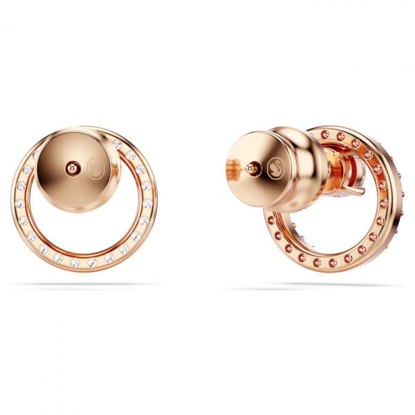 Brincos Swarovski stud Constella Lapidação redonda Branco Lacado a rosa dourado