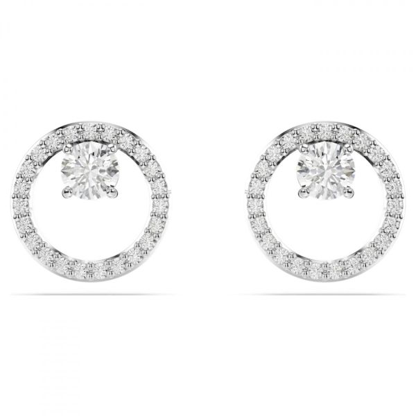Brincos Swarovski stud Constella Lapidação redonda Branco Lacado a ródio